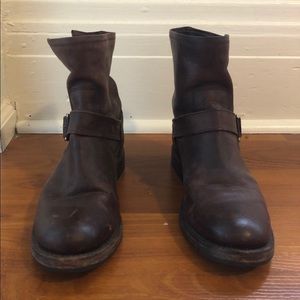 Frye Natalie short engineered boot in dark brown